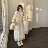 法式针织碎花马甲V领连衣裙套装女春秋巨好看温柔风独特漂亮绝美，女装连衣裙，2C111