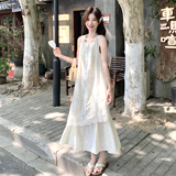 蕾丝刺绣假两件连衣裙女夏2025新款甜美减龄法式小个子长裙爆款，女装连衣裙，2C111