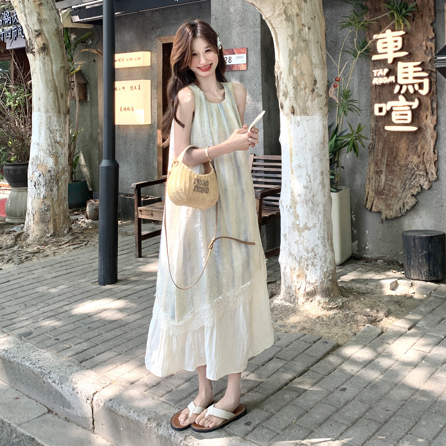 蕾丝刺绣假两件连衣裙女夏2025新款甜美减龄法式小个子长裙爆款,女装连衣裙,2C111