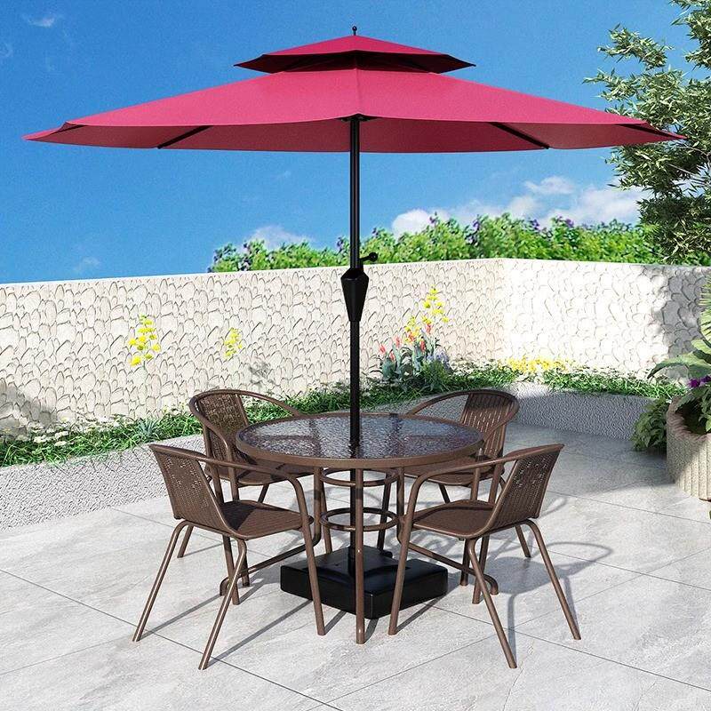 户外桌椅带伞庭院休闲室外遮阳伞组合套装防水防晒露天大花园喝茶