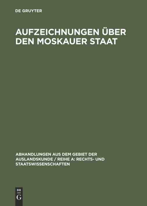 预售 按需印刷 Aufzeichnungen über den Moskauer Staat