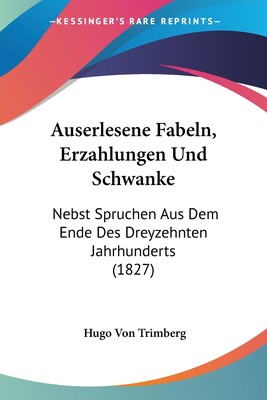 预售 按需印刷 Auserlesene Fabeln  Erzahlungen Und Schwanke德语ger