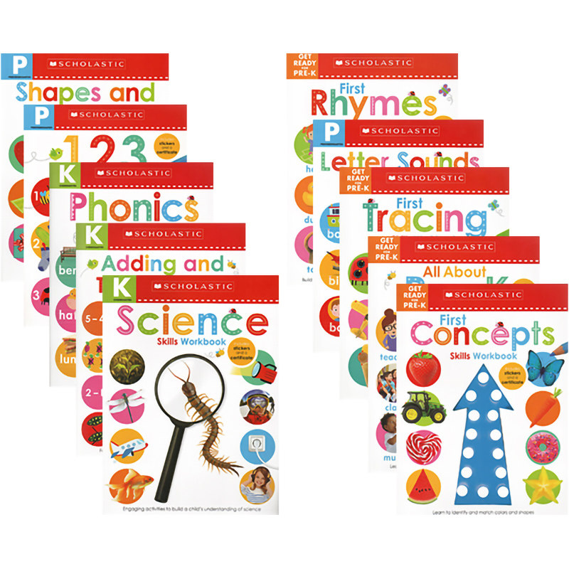 英文原版 Early Learners Get Ready for Pre-k/Kindergarten/Prekindergarten Skills Workbook 10册 学乐幼儿英语 中图原版进口