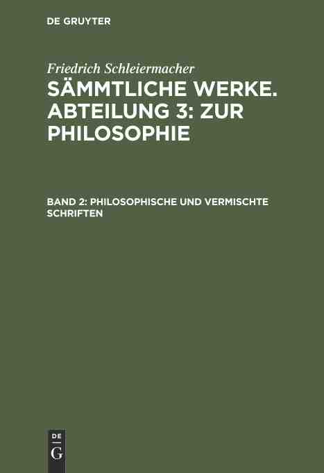 预售按需印刷 Philosophische und vermischte Schriften