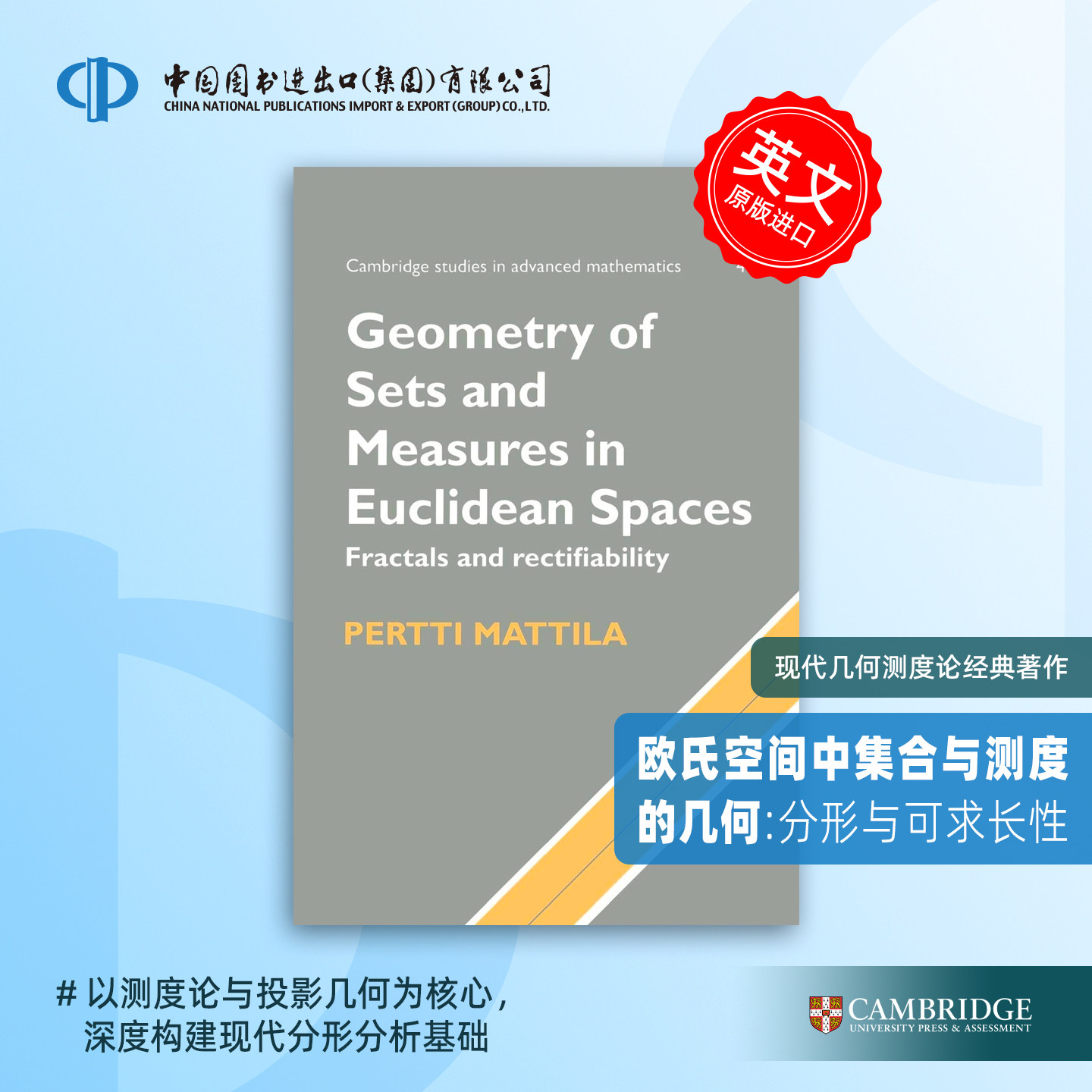 预售 Geometry of Sets and Measures in Euclidean Spaces 欧几里得空间中集合与测度的几何学