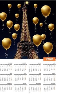 【预售 按需印刷】paris eiffel tower 2020 calendar creative blank journal