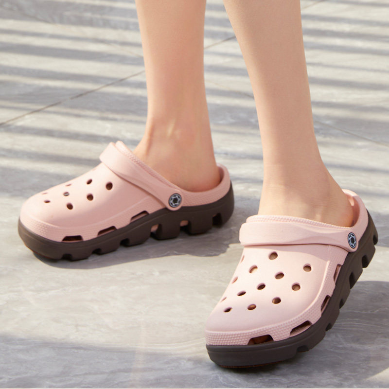 新款洞洞鞋女款夏季外穿不臭脚防滑涉水包头拖鞋情侣沙滩鞋男凉鞋