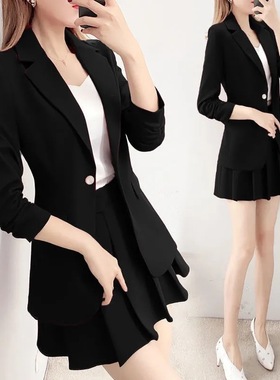 秋季时尚伪娘大码衣服男反串女装大佬西装外套cd变装百褶裙两件套