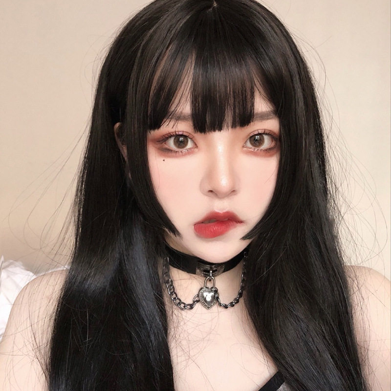 lolit伪娘男假发姬发式空气刘海女装大佬cd变装反串用品整顶头套