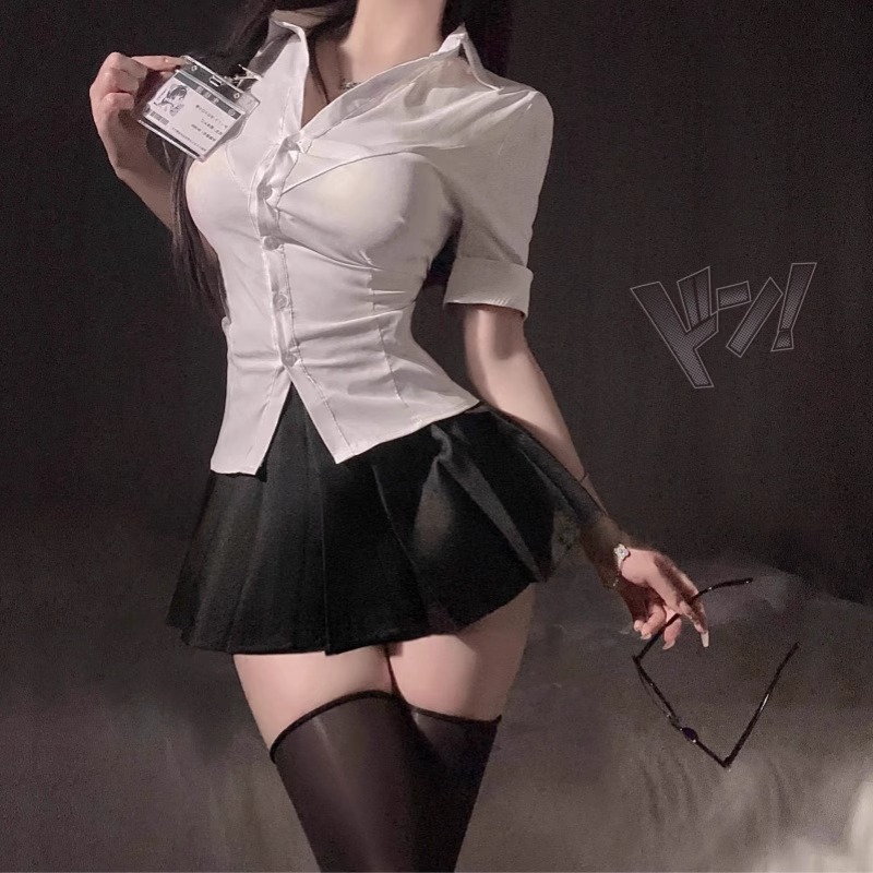 性感制服女装大佬男娘超短裙免脱御姐风ts伪娘变装紧身上衣服套装