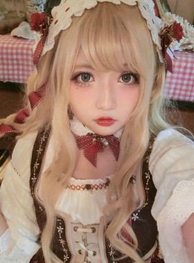日系动漫二次元cosplay软妹浅金色cd变装伪娘假发女装大佬长卷发