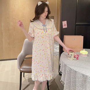 200斤大码短袖伪娘cd变装睡裙带胸垫女装大佬中长裙男娘内衣套装