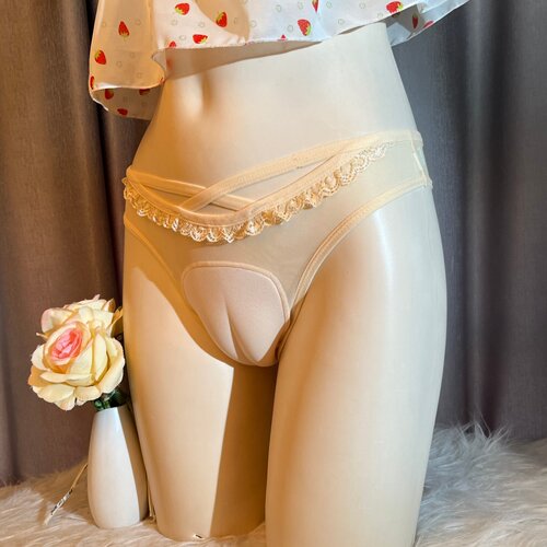 性感透明紧身女装大佬伪娘隐藏jj下体假阴二合一内裤cd变装用品男