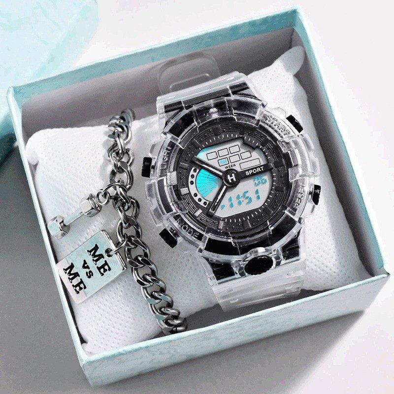 显白雾霾蓝手表男女高颜值初高中学生儿童小学生运动独角兽电子表