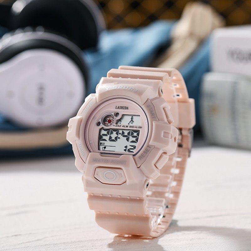 时尚运动电子手表女小学生儿童数字显示夜光中性腕表多功能学生表