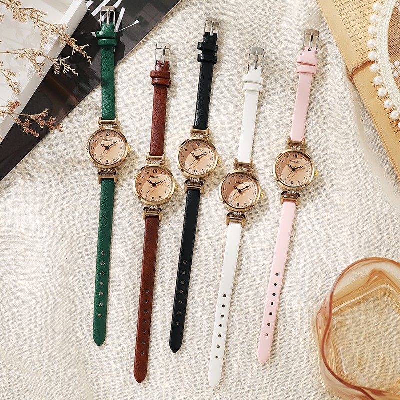 复古考试手表女高颜值学生小众初高中生显白高级感轻奢风石英表