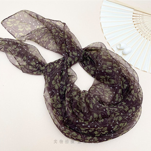 中老年丝巾女2025新款春季长条高级感夏天薄围巾真丝蚕桑丝纱巾薄