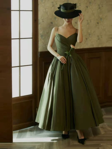 Ретро зеленое свадебное платье, масляная живопись, французский стиль, эффект подтяжки