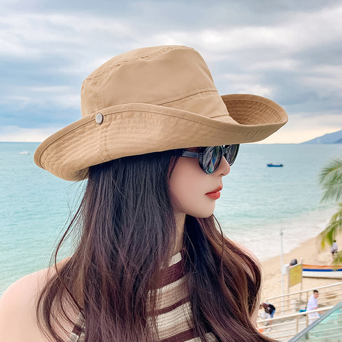 夏季西部牛仔帽子女大帽簷防晒遮阳户外旅游登山徒步帽露营0525z