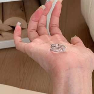 Vintage中古镂空露珠戒指珠边排钻轻奢高级感精致百搭气质食指戒