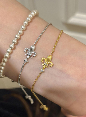 vintager中古风拉丝鸢尾花手链