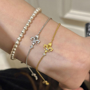 重工货！vintager中古风拉丝鸢尾花手链女轻奢小众高级感精致手饰