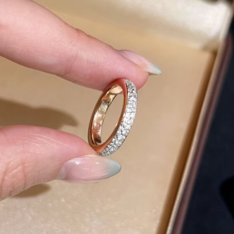 法式轻奢复古半圈满天星双排钻戒指女简约时尚气质百搭高级感指环