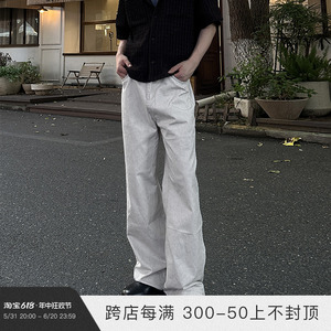 A carton美式复古直筒牛仔裤男宽松做旧dirtyfit休闲垂感阔腿裤子