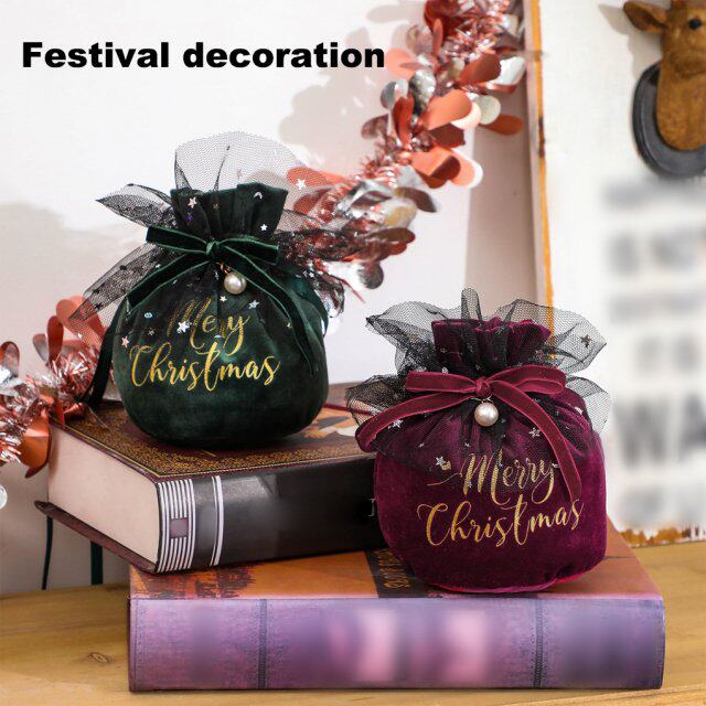 pack of 4 christmas gift pouches drawstring decoration bags