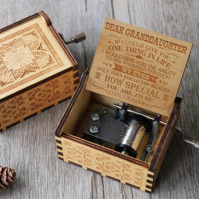 christmas gift handmade classical wooden music box hand-oper