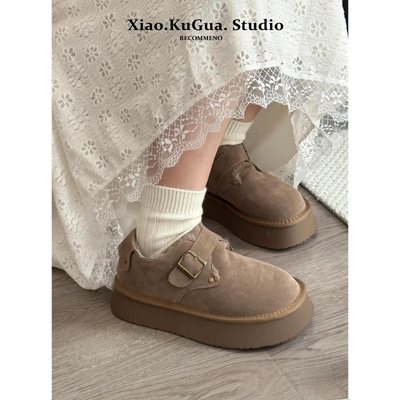 UGGΚE厚底加绒棉鞋女款2025秋冬季新款增高厚底勃肯女鞋保暖东