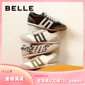 百丽2024秋季新款女鞋复古德训鞋运动鞋休闲鞋时尚小白鞋A8N2DCM4