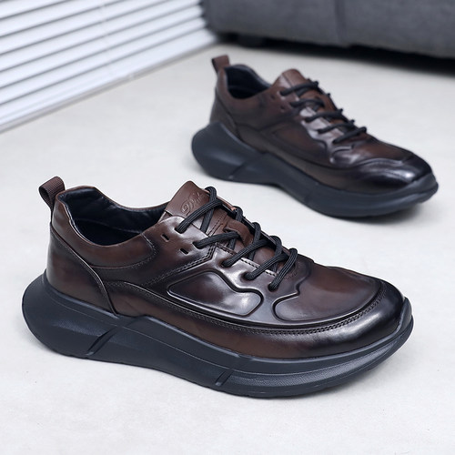 男士头层牛皮老爹鞋厚底潮流