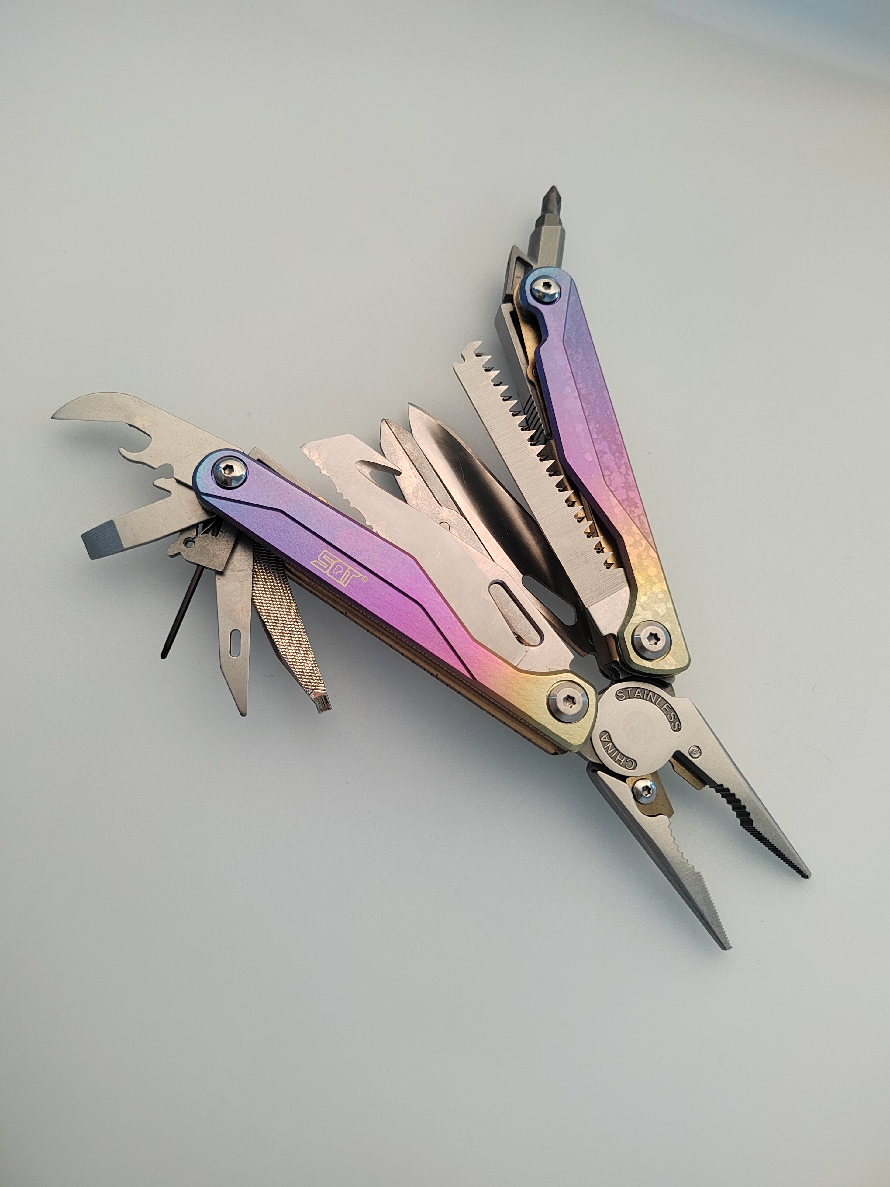 SQT顺全2048A彩色钛合金手柄折叠多功能工具钳子组合工具户外装配