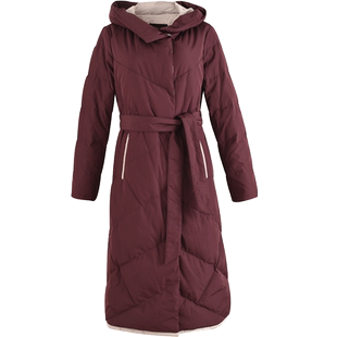 曼哈芙品牌女装冬季羽绒服女中长款高端大牌加厚外套宽松系带显瘦