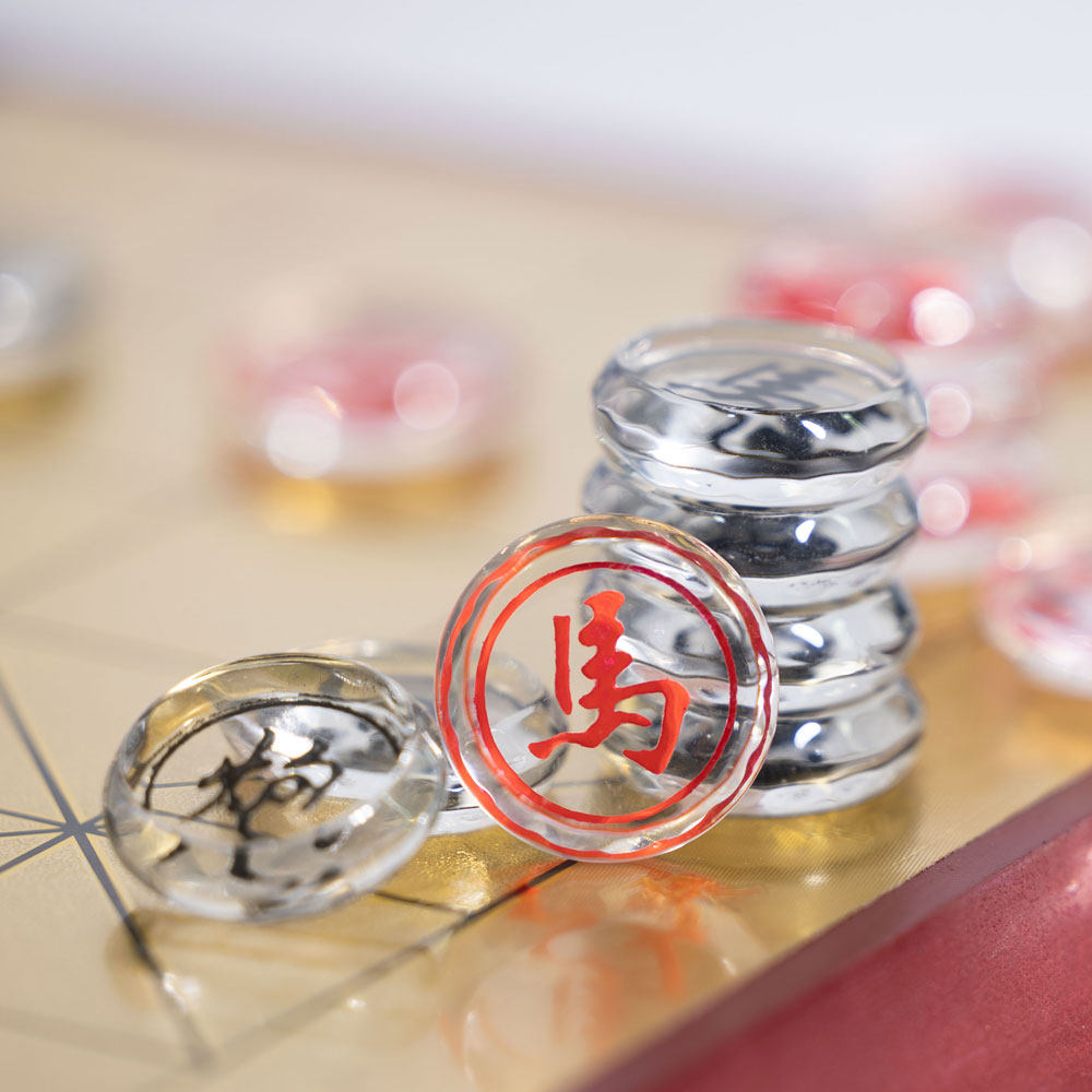 中国水晶透明象棋儿童礼盒套装折叠棋盘送入门书小学生手提款