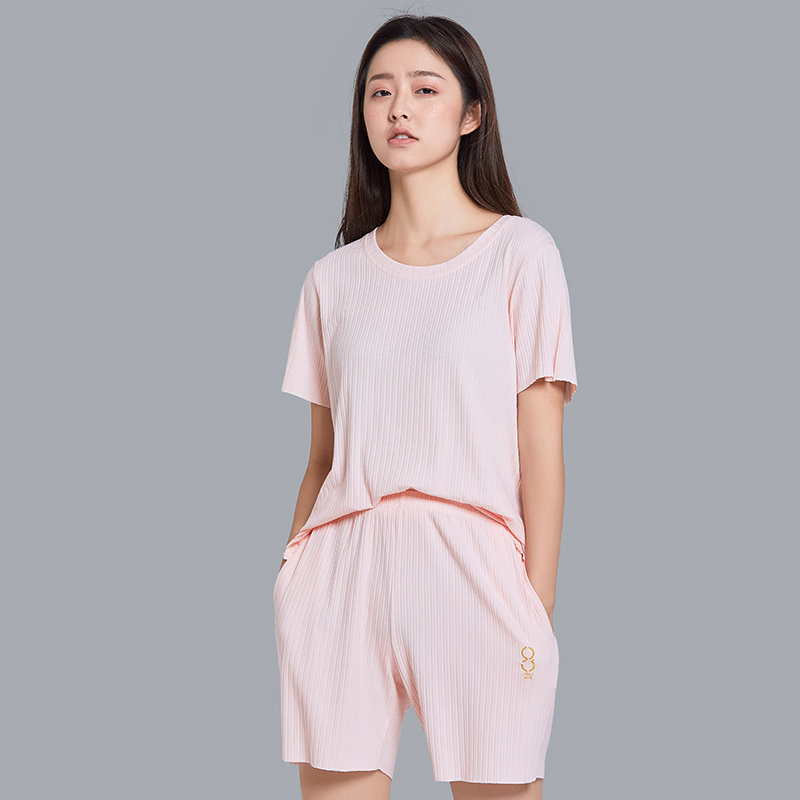 【断码清仓】夏季女睡衣女棉短袖可外穿家居服时尚条纹短裤休闲属于什么档次？