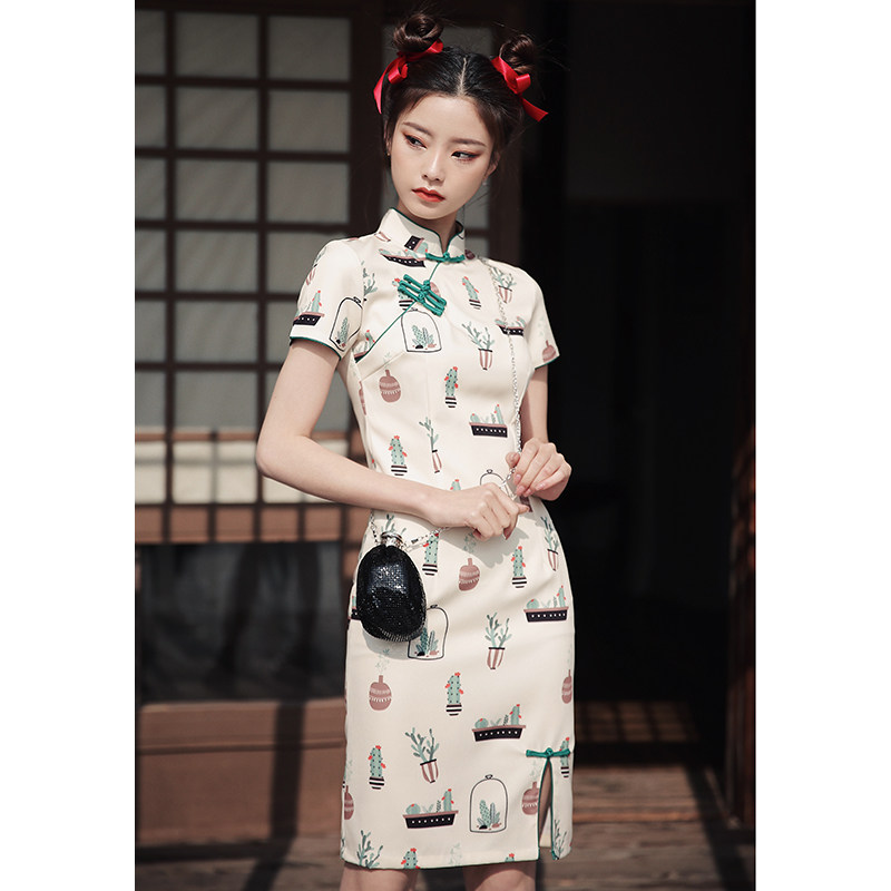 小个子旗袍年轻款2020年新款少女日常可穿短款改良版中国风连衣裙