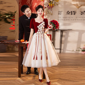 结婚新中式 新娘小个子夏季 订婚连衣裙礼服裙女 敬酒服2026新款 大码