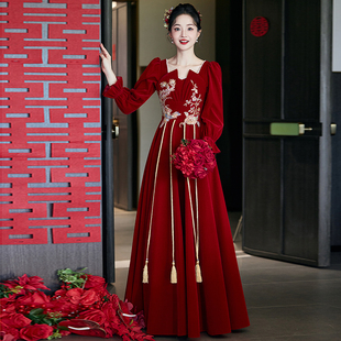 回门服高级感结婚女 红色新中式 大码 敬酒服新娘订婚礼服裙2025新款