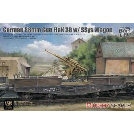 边境模型 1/35 FLAK 36 88MM高炮搭配火车托板 BT044 现货
