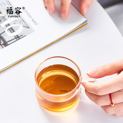 玻璃小茶杯带把杯子功夫家用小容量玻璃杯150ml透明品茗杯喝茶杯