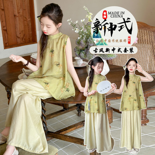女童超好看国风裙子2025新款夏季女大童汉服套装儿童新中式旗袍裙