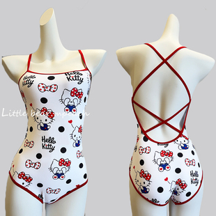 可爱连体泳衣女游泳馆专用中低叉竞速泳衣遮肚显瘦kt三角温泉泳装