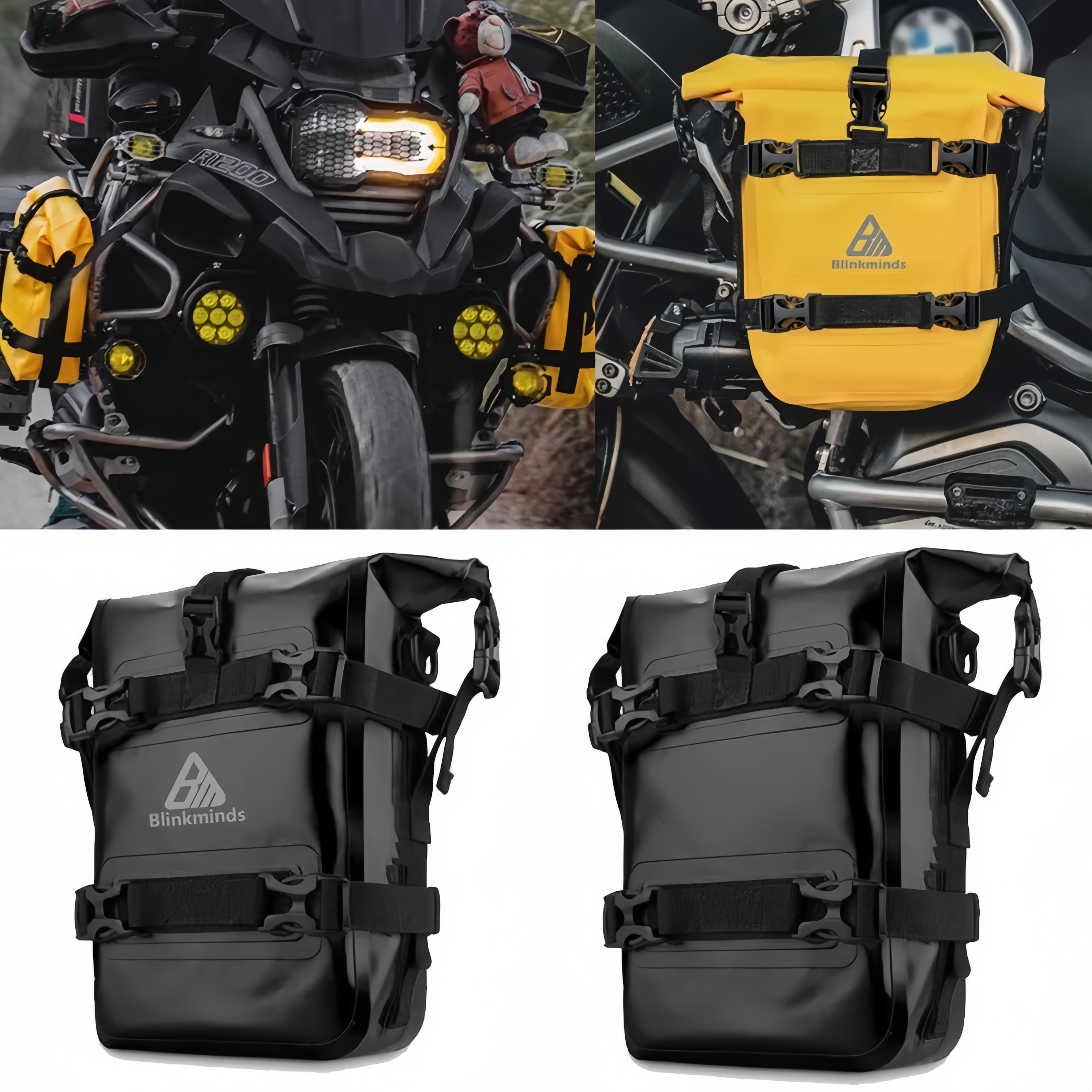 摩托车边包护杠侧包两侧大容量PVC防水背包多功能通用支架单肩包