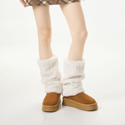 秋冬保暖加厚毛茸茸小腿袜套女冬季新款套筒东北保暖雪地靴腿套