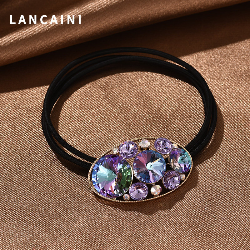 施华水晶高端定制发饰头绳2021年新款椭圆形简约奢华气质发圈皮筋