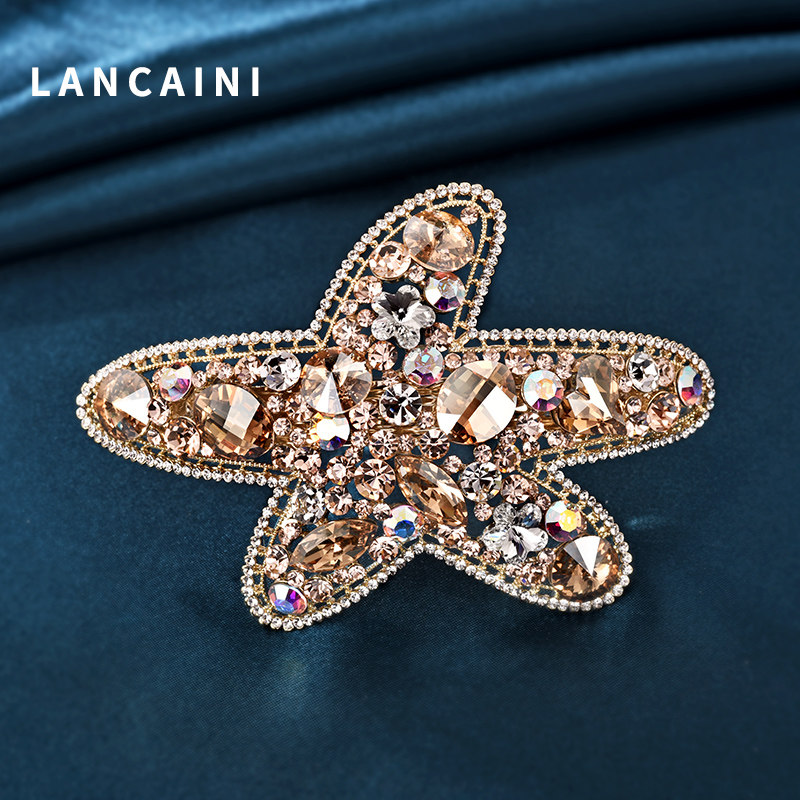 施华水晶高端定制款大号海星发夹头饰顶夹后脑勺半扎头妈妈发横夹