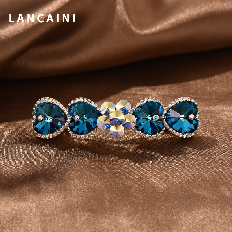 施华水晶高端定制款发夹头饰顶夹大气后脑勺妈妈发夹弹簧夹横夹女