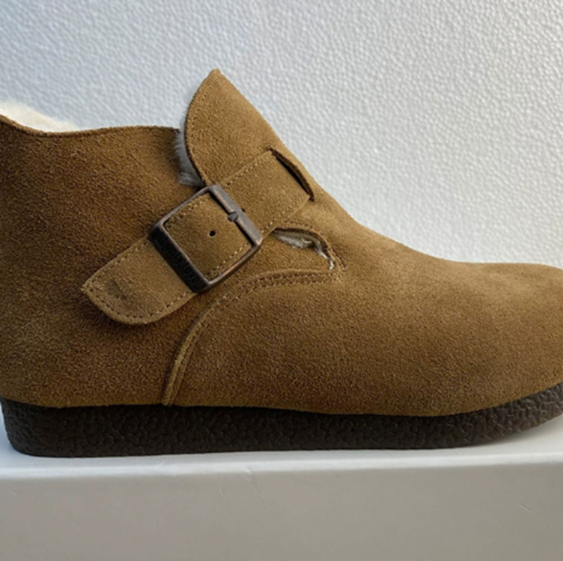 巨好看真皮勃肯短靴女2025新款秋冬加绒磨砂马丁靴内增高及踝靴子